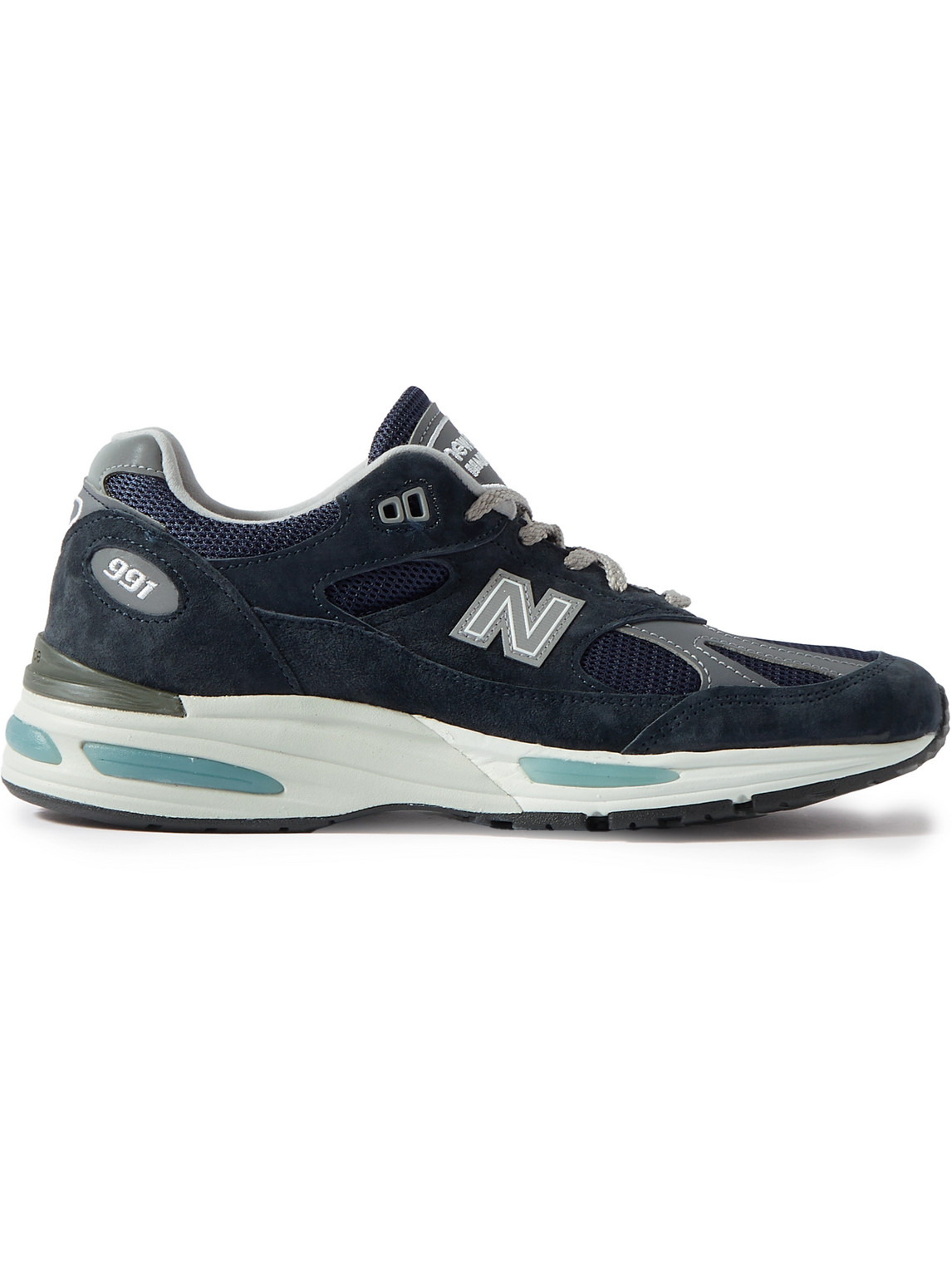 New Balance - 991v2 Suede, Mesh and Faux Leather Sneakers - Men - Blue - UK 12.5 von New Balance