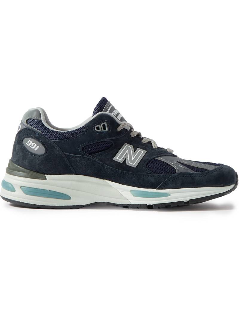 New Balance - 991v2 Suede, Mesh and Faux Leather Sneakers - Men - Blue - UK 7 von New Balance