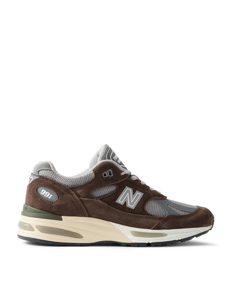 New Balance - 991v2 Suede and Mesh Sneakers - Men - Brown - UK 9 von New Balance