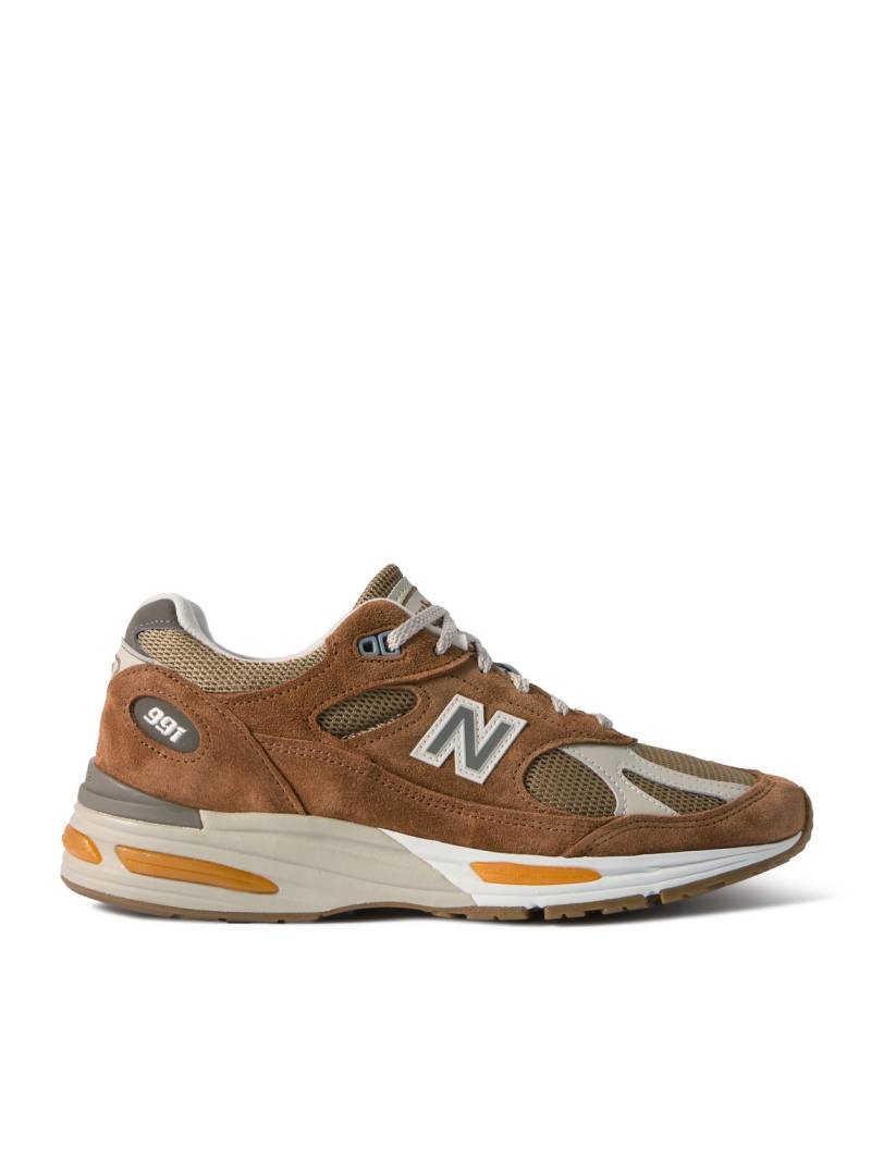 New Balance - 991v2 Suede and Mesh Sneakers - Men - Brown - UK 9.5 von New Balance