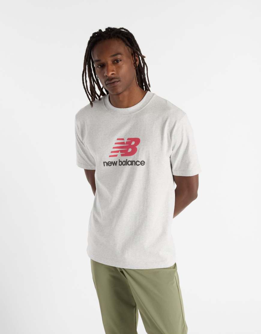 New Balance - Athletics - T-Shirt in meliertem Aschgrau mit Logo von New Balance