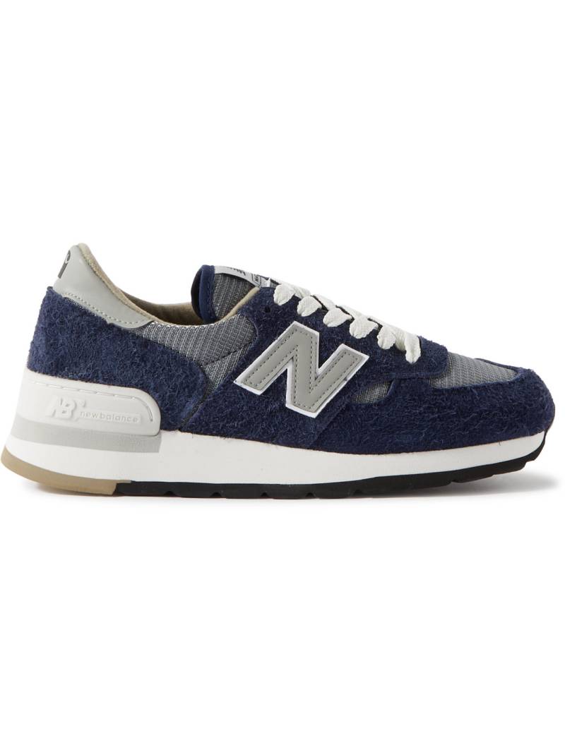 New Balance - Carhartt WIP 990v1 Leather-Trimmed Suede and Mesh Sneakers - Men - Blue - UK 10 von New Balance