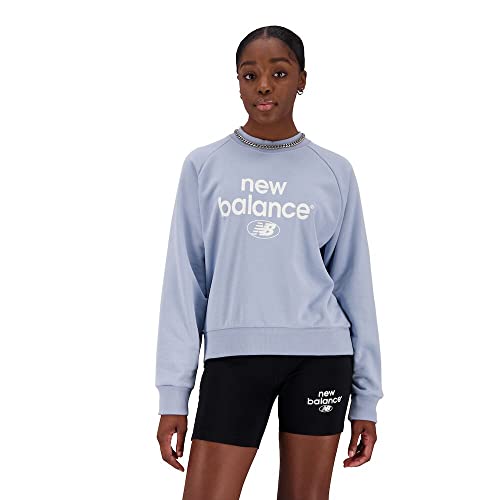 New Balance Damen Essentials Reimagined Archive French Terry Sweatshirt mit Rundhalsausschnitt, Helles Arctic Grey, L von New Balance