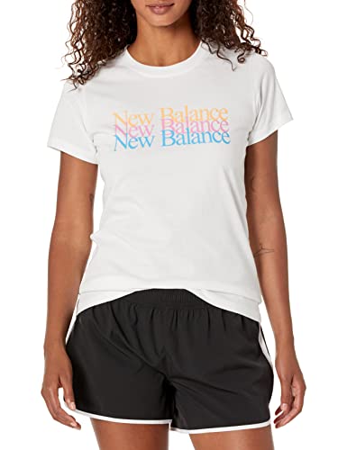 New Balance Damen Kurzarm Essentials Celebrate, Weiß T-Shirt mit kurzen Ärmeln, S von New Balance