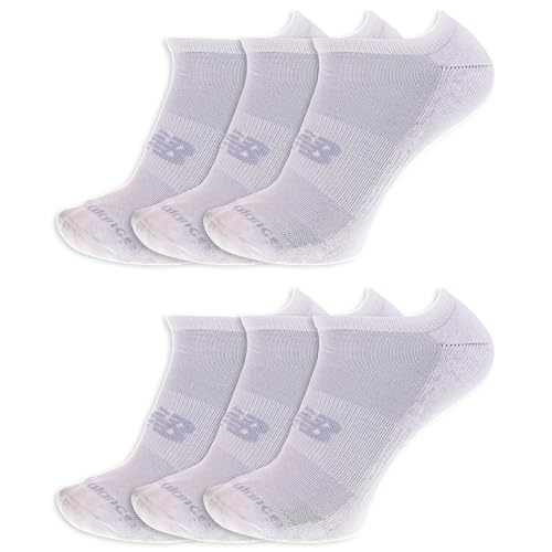 New Balance Damen Performance Cushioned Socks-6 & 12 Pairs-Moisture Wicking No Show, Weiß (6 Paar), Medium von New Balance