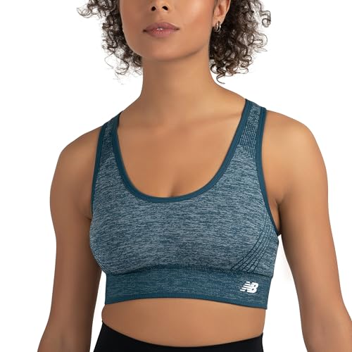 New Balance Nahtloser Damen-Sport-BH mit Racerback, gepolstert, für Workout, Yoga, Tornado, Large New Balance Nahtloser Damen-Sport-BH mit Racerback, gepolstert, für Workout, Yoga, Tornado, Large von New Balance