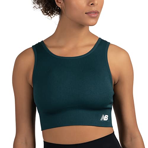 New Balance Damen Seamless MID Impact High Neck Longline Sport BH mit herausnehmbaren Pads, Tornado, XX-Large von New Balance
