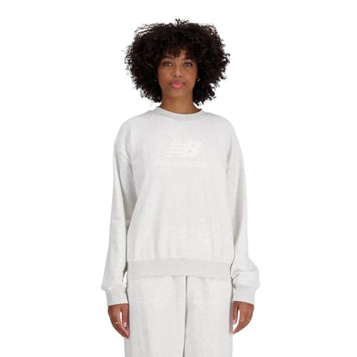 New Balance Damen Sport Essentials French Terry Logo Crew Sweatshirt, Aschgrau meliert, Mittel von New Balance