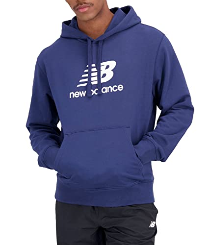 New Balance Essential Stacked Hoody Kapuzenpullover (DE/NL/SE/PL, Alphanumerisch, L, Regular, Regular, Navy) von New Balance