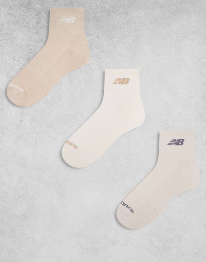 New Balance - Everyday - 3er-Pack knöchelhohe Socken in hellen Naturtönen-Neutral von New Balance