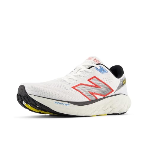 New Balance Men's Fresh Foam X 880 V14 Running Shoe, White/Neo Flame/Black, 10.5 X-Wide von New Balance
