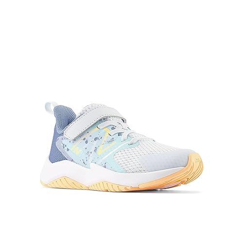 New Balance Girls Rave Run V2 Hook & Loop Shoe, Ice Blue/Bright Cyan/Solar Flare, 10.5 X-Wide Little Kid von New Balance