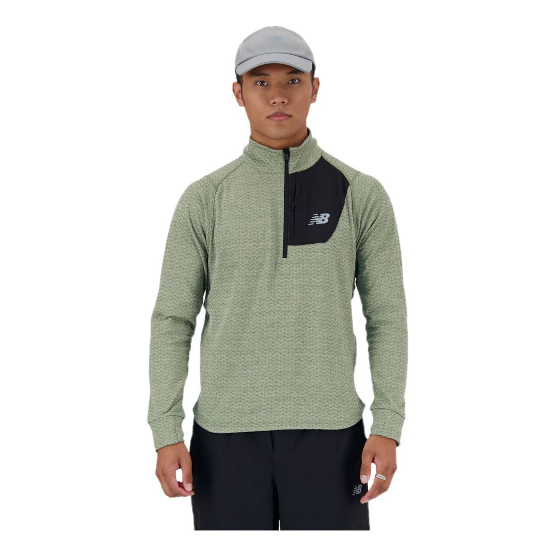 New Balance Heat Grid Half Zip Herren Shirt olive Gr. M von New Balance