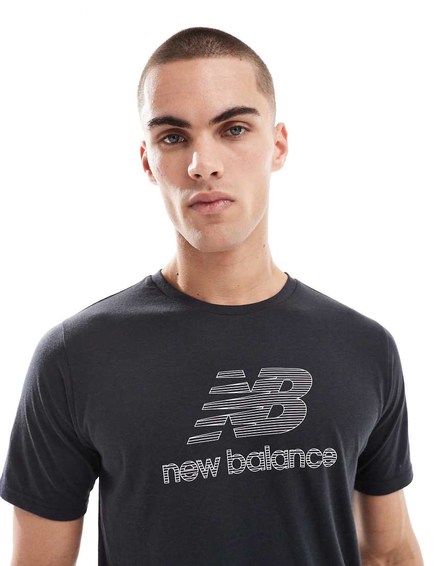 New Balance - Heathertech - T-Shirt in Schwarz mit Logo von New Balance
