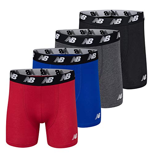 New Balance Herren, Baumwolle, 12,7 cm, 4 Stück Boxershorts, Team Royal/Black/Team Red/Dark Heather Grey, Medium von New Balance