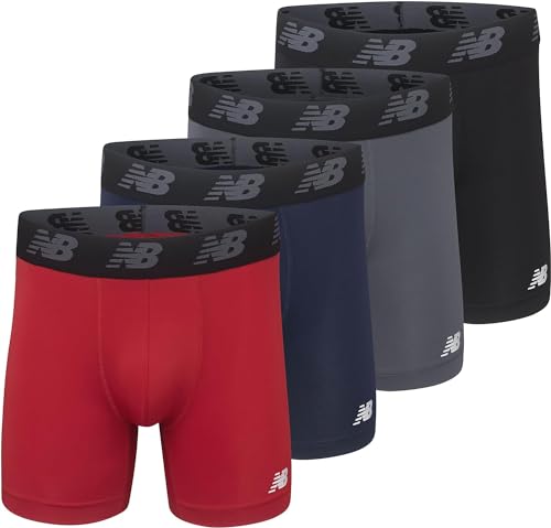 New Balance Herren Nb3017-4 Badehose, Pigment/Teamrot/Blei/Schwarz, 4XL Plus Tall (4er Pack) von New Balance