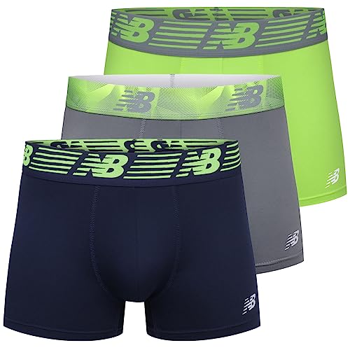 New Balance Herren 7,6 cm Premium Performance Trunks (3er-Pack), Hi-lite/Stahl/Pigment, Small von New Balance