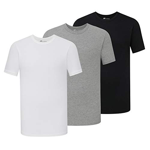 New Balance Herren Baumwoll-Performance Rundhalsausschnitt T-Shirt, Schwarz/Weiß/Grau meliert, Medium von New Balance