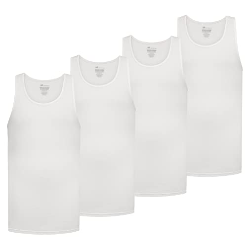 New Balance Herren Baumwolle Performance Rib ärmelloses Tank Top Unterhemd (4er-Pack), Weiß/Weiß/Weiß/Weiß, XL von New Balance