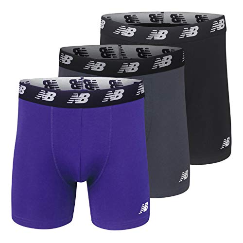 New Balance Herren-Boxershorts aus Baumwolle, 3er-Pack, Prisma-Lila/Blei/Schwarz, Größe 3XL von New Balance