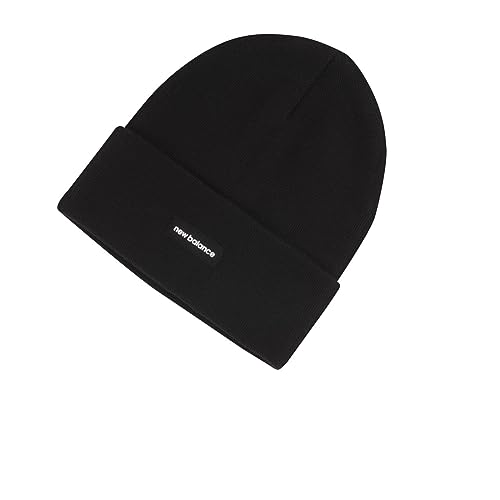 New Balance Herren Damen Unisex Linear NB Knit Cuffed Beanie All Ages One Size Fits Most, Schwarz , One size von New Balance