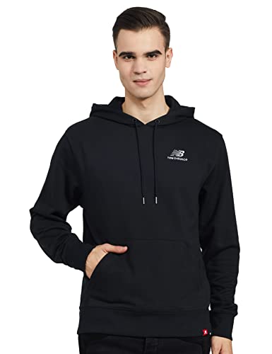 New Balance Herren Hoodie Essentials Embriodered Hood MT11550 BK Schwarz, Größe:M von New Balance