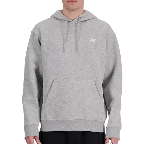 New Balance Herren-Sweatshirt mit Kapuze, Small Logo, Grau, grau, L von New Balance