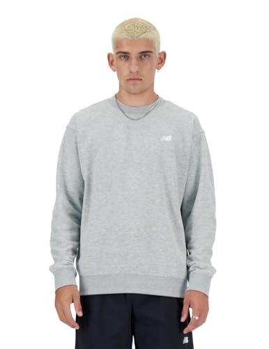 New Balance Herren-Sweatshirt mit Rundhalsausschnitt, Small, graues Logo, grau, M von New Balance