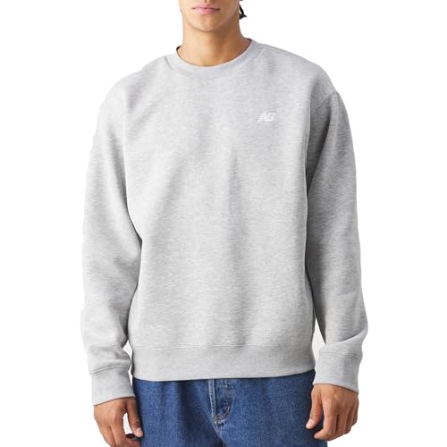 New Balance Herren-Sweatshirt mit Rundhalsausschnitt Small Logo Grau Größe S Code MT41507AG, grau, Small von New Balance