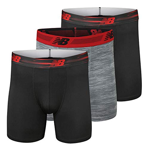 New Balance Herren-Boxershorts, ultraweich, 15,2 cm, ohne Eingriff (3 Stück), Schwarz/Holzmaserung/Schwarz, XXX-Large von New Balance