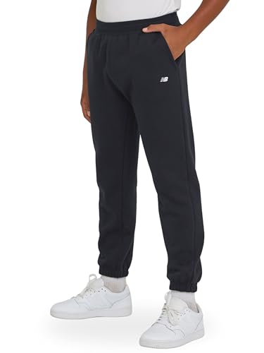 New Balance Jungen-Jogginghose mit lockerer Passform – weiche Baumwollmischung Fleece athletische Jogginghose mit Taschen (Größe 32-48), Schwarz, 7 von New Balance