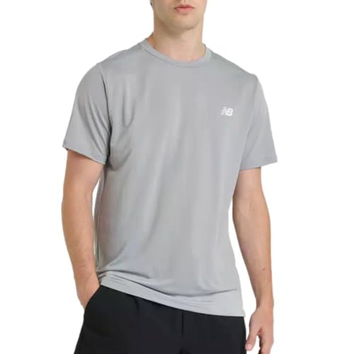 New Balance Kurzärmeliges Sport-T-Shirt für Herren, Schiefergrau, L von New Balance