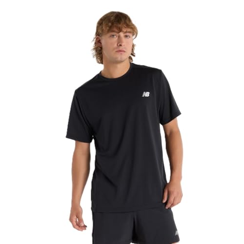 New Balance Kurzärmeliges Sport-T-Shirt für Herren, Schwarz, L von New Balance