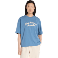 New Balance Linear Heritage Oversized T-shirt Damen T-Shirts - Blau - Größe L - Baumwoll-Jersey von New Balance