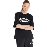 New Balance Linear Heritage Oversized T-shirt Damen T-Shirts - Schwarz - Größe XS - Baumwoll-Jersey von New Balance