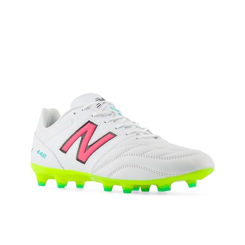 New Balance Men's 442 V2 Team FG Soccer Shoe, White/Hi-lite/Neon Pink, 12.5 Wide von New Balance