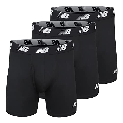 New Balance Men's 6" Boxer Brief Fly Front with Pouch, 3-Pack, Black/Black/Black, Medium von New Balance