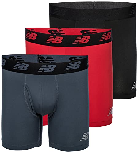 New Balance Herren-Boxershorts ohne Eingriff, Schwarz/Team Red/Thunder, M von New Balance