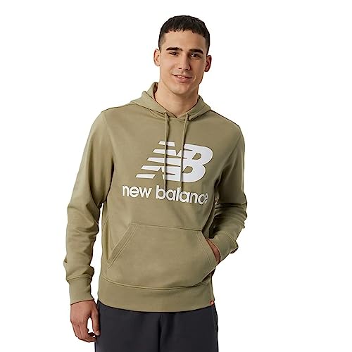 New Balance Herren Nb Essentials gestapeltem Logo Kapuzenpullover, grün, S von New Balance