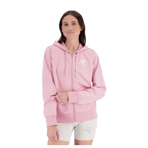 New Balance NB Essentials Stacked Logo Full Zip Hoodie, hao - hazy rose (621), XS von New Balance