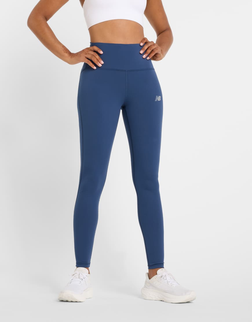 New Balance - NB Sleek - Leggings in NB-Marineblau mit hohem Bund, 27 Zoll Schrittlänge von New Balance