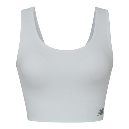 New Balance Nahtloser Longline-Sport-BH mit verbesserten Stützträgern, Munsell Weiß, Large von New Balance
