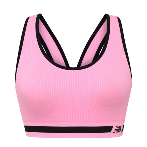 New Balance Nahtloser Racerback-Sport-BH für Damen mit durchgehender Textur und technischer Atmungsaktivität, Peony Glow, Large von New Balance