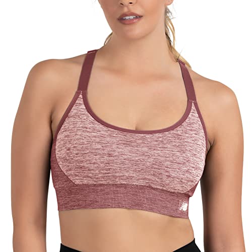 New Balance Nahtloser Sport-BH für Damen, mittlere Unterstützung, verstellbare Cami-Sport-BH mit herausnehmbaren Polstern, Dunkles Oxid, Large von New Balance