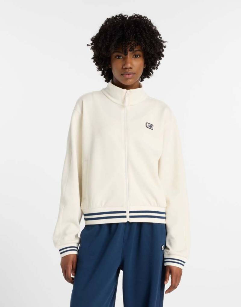 New Balance - Post Season - Pikee-Trainingsjacke in der Farbe Permafrost-Weiß von New Balance