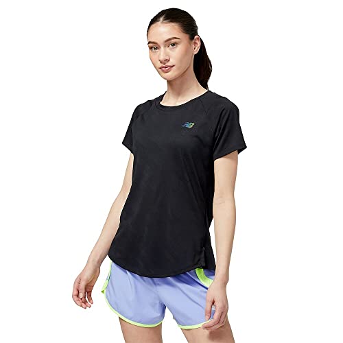 New Balance Q Speed Jacquard T-Shirt Damen Schwarz Gr. L von New Balance