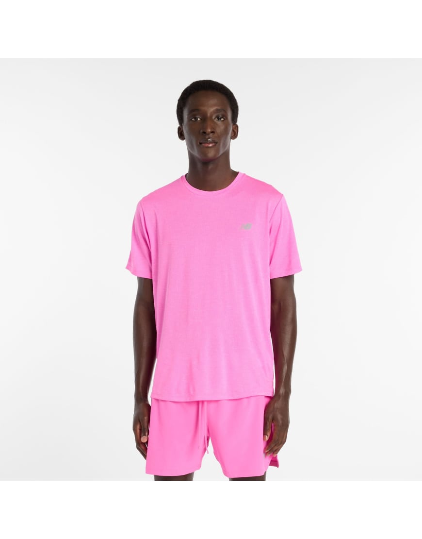 New Balance - Rc Essential - T-Shirt in Pink Heat Heather-Rosa von New Balance