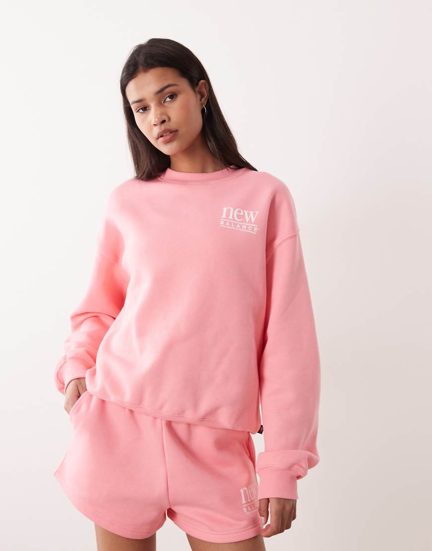 New Balance - Reimagined - Fleece-Oberteil in Rosa mit Rundhalsausschnitt von New Balance