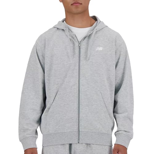 New Balance Stacked Logo French Terry Full Zip Hoodie - Athletic Grey, Ag - Athletic Grey, L/XL von New Balance