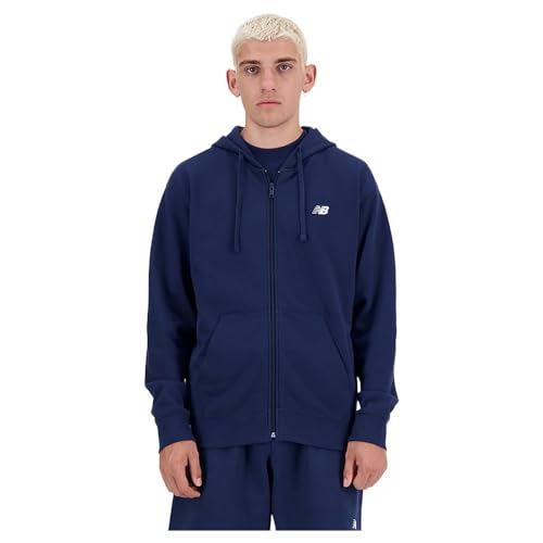 New Balance Stacked Logo French Terry Full Zip Hoodie - Athletic Grey, Nny - Navy, L/XL von New Balance